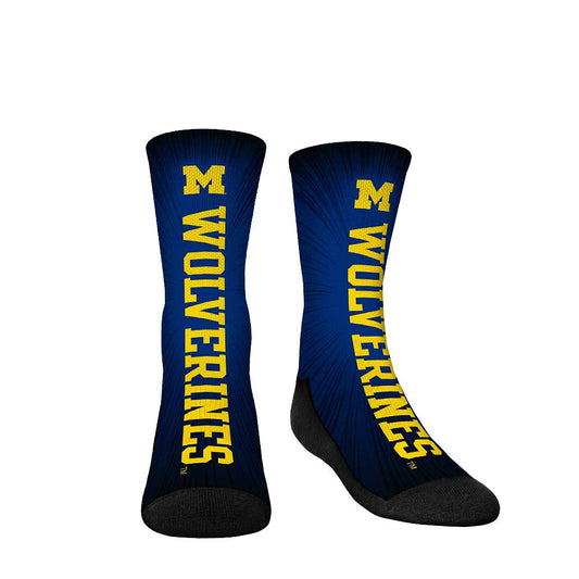 Youth Rock Em Socks Michigan Wolverines Mascot Pump Up Crew Socks