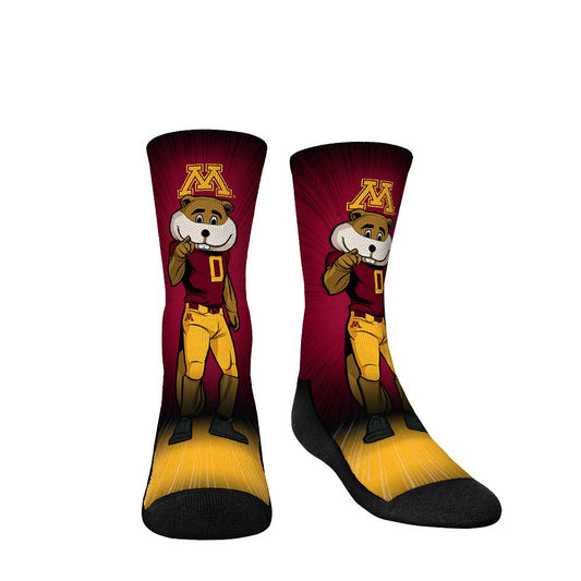 Youth Rock Em Socks Minnesota Golden Gophers Mascot Pump Up Crew Socks