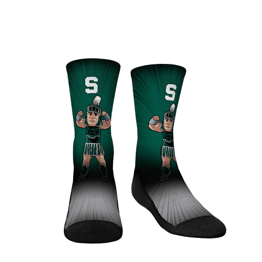 Youth Rock Em Socks Michigan State Spartans Mascot Pump Up Crew Socks