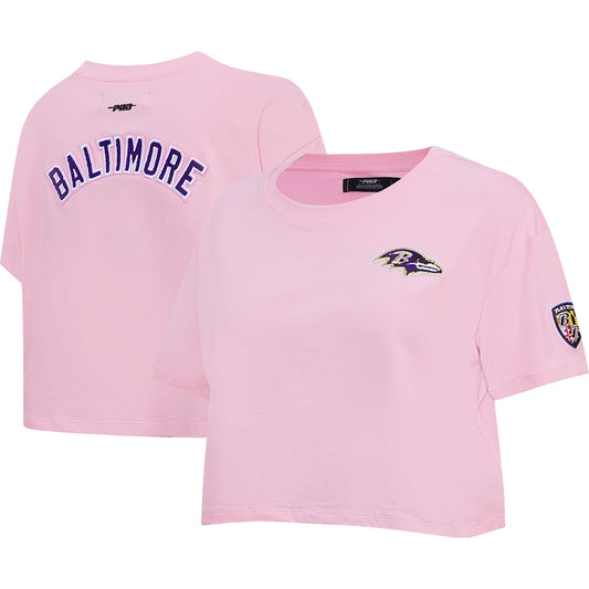 Women's Pro Standard Pink Baltimore Ravens Cropped Boxy T-Shirt