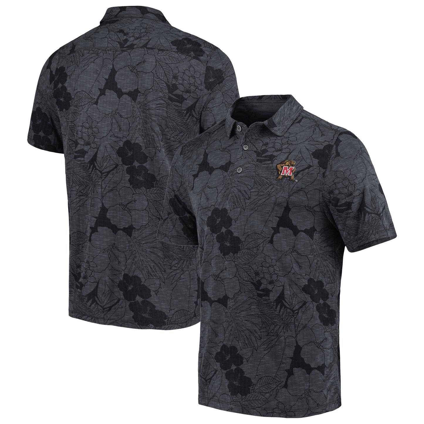 Men's Tommy Bahama  Charcoal Maryland Terrapins Miramar Blooms Polo