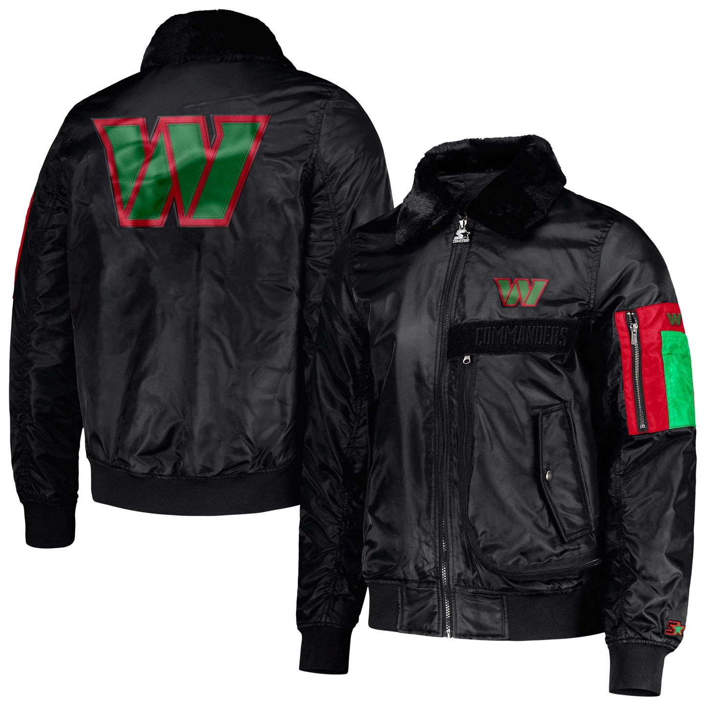 Men's Starter x Ty Mopkins Black Washington Commanders Black History Month Satin Full-Zip Jacket