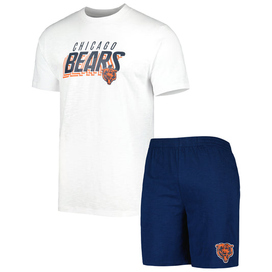 Men's Concepts Sport Navy/White Chicago Bears Downfield T-Shirt & Shorts Sleep Set