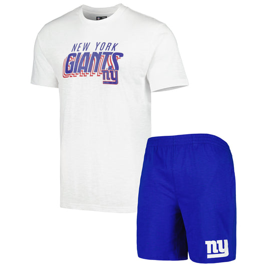 Men's Concepts Sport Royal/White New York Giants Downfield T-Shirt & Shorts Sleep Set