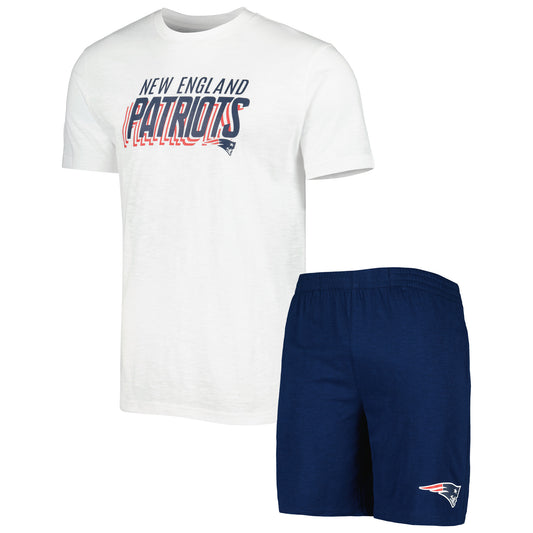 Men's Concepts Sport Navy/White New England Patriots Downfield T-Shirt & Shorts Sleep Set