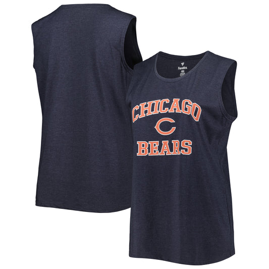 Women's Fanatics Heather Navy Chicago Bears Plus Size Tank Top