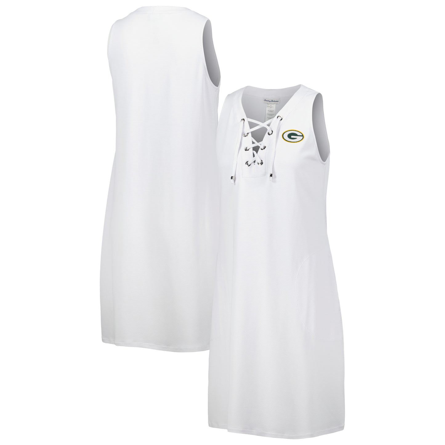 Women's Tommy Bahama White Green Bay Packers Island Cays Lace-Up Dress