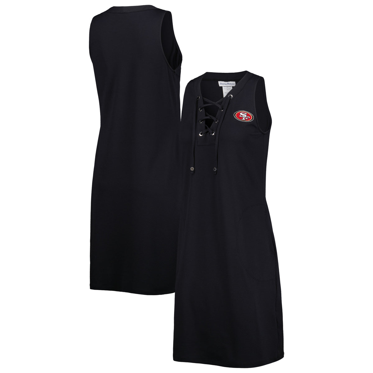 Women's Tommy Bahama Black San Francisco 49ers Island Cays Lace-Up Dress