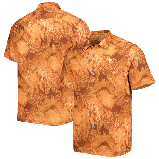 Men's Tommy Bahama Texas Orange Texas Longhorns Big & Tall Coast Luminescent Fronds IslandZone Button-Up Camp Shirt