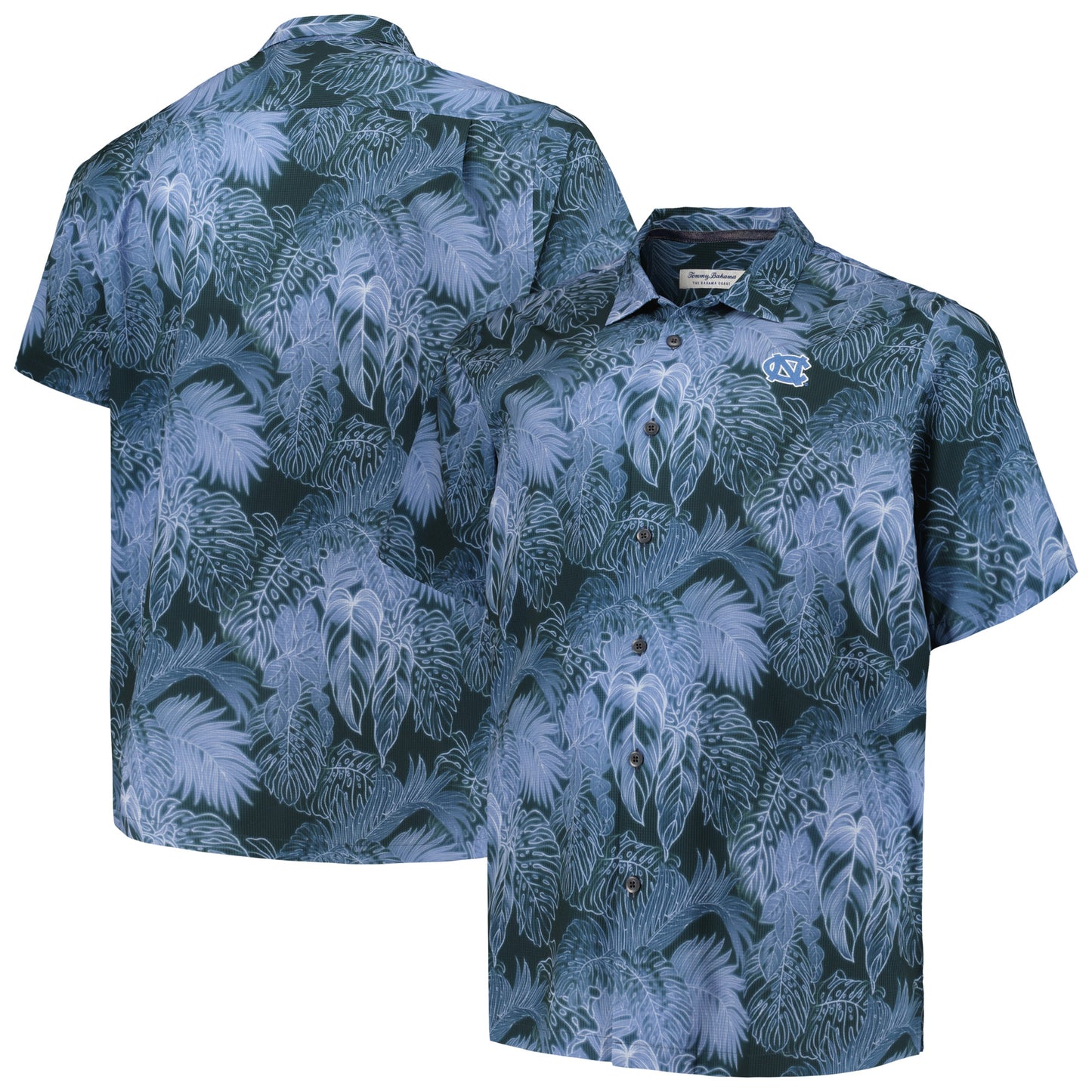 Men's Tommy Bahama Navy North Carolina Tar Heels Big & Tall Coast Luminescent Fronds IslandZone Button-Up Camp Shirt