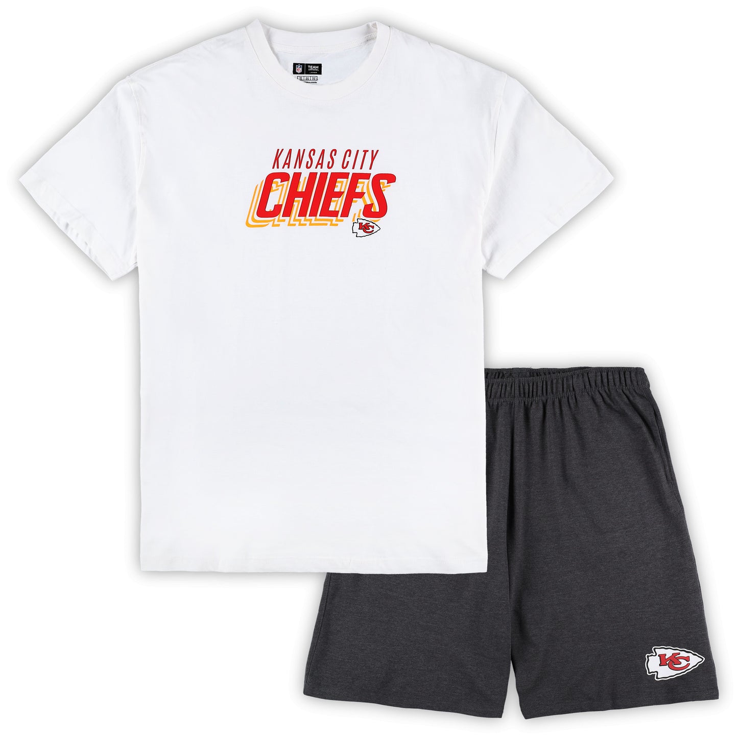 Men's Concepts Sport White/Charcoal Kansas City Chiefs Big & Tall T-Shirt and Shorts Set