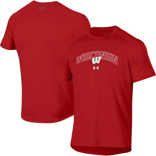 Men's Under Armour Red Wisconsin Badgers 2023 Sideline Performance Raglan T-Shirt