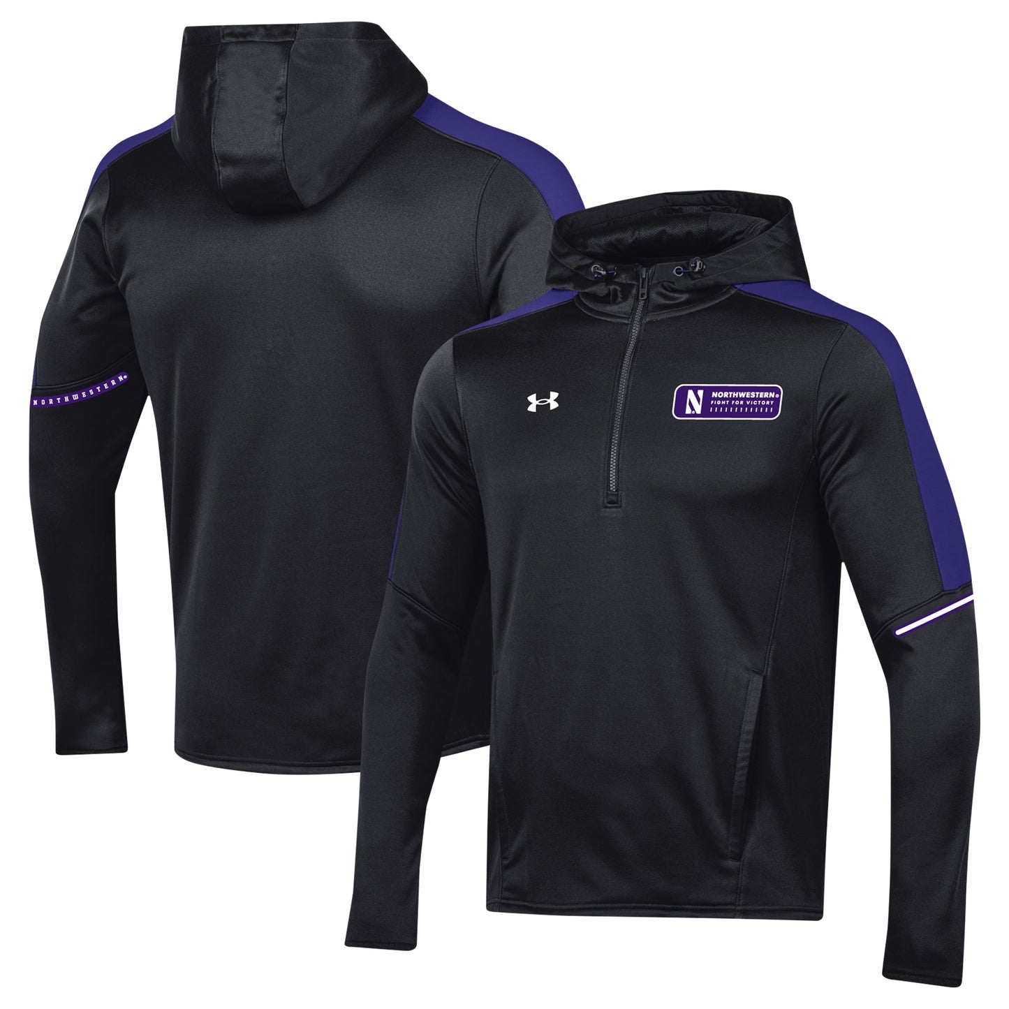 Men's Under Armour Black Northwestern Wildcats 2023 Sideline Quarter-Zip Hoodie