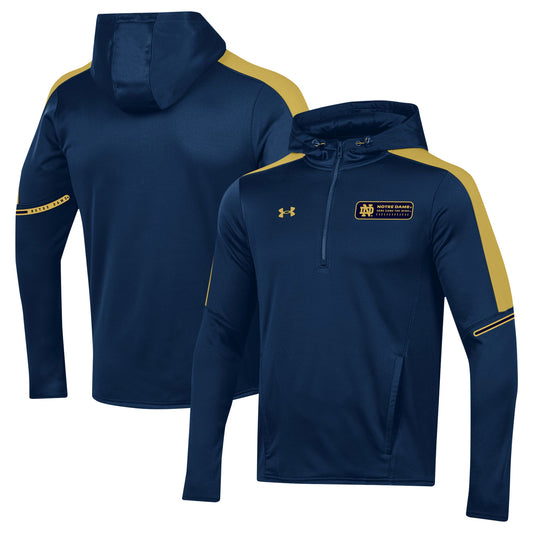 Men's Under Armour Navy Notre Dame Fighting Irish 2023 Sideline Quarter-Zip Hoodie