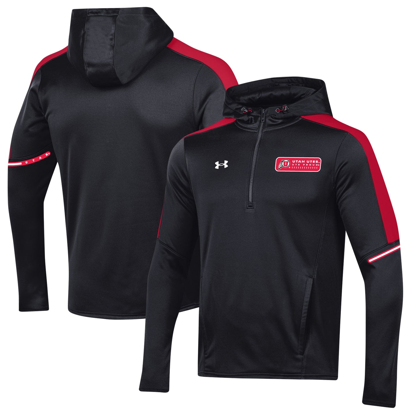 Men's Under Armour Black Utah Utes 2023 Sideline Quarter-Zip Hoodie