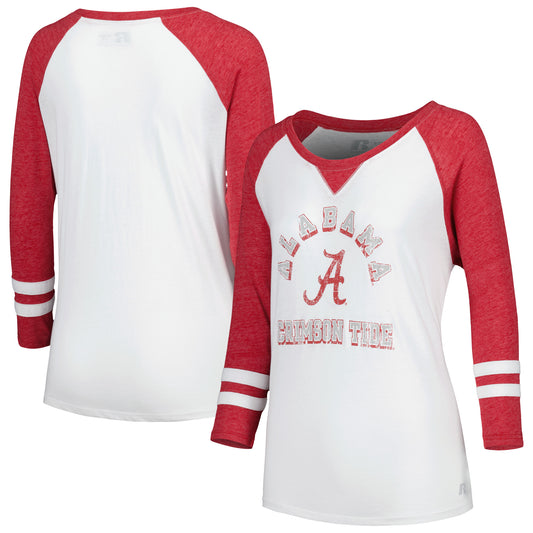 Women's Russell White Alabama Crimson Tide Boxy Fit Raglan Long Sleeve T-Shirt