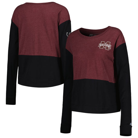 Women's Russell Heather Maroon Mississippi State Bulldogs Relaxed Long Sleeve T-Shirt