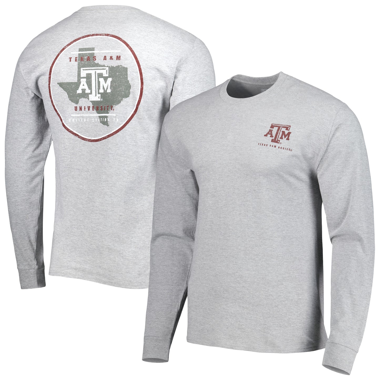 Men's Russell Heather Gray Texas A&M Aggies Classic Fit Long Sleeve T-Shirt