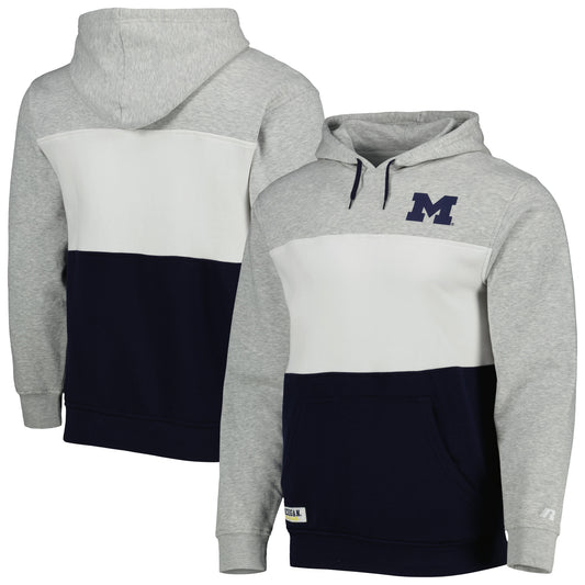 Men's Russell Heather Gray Michigan Wolverines Classic Pullover Hoodie