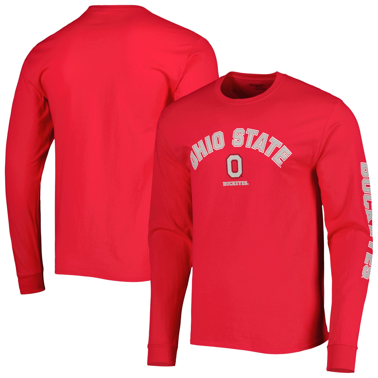 Men's Ohio State Buckeyes Scarlet Wordmark Long Sleeve T-Shirt