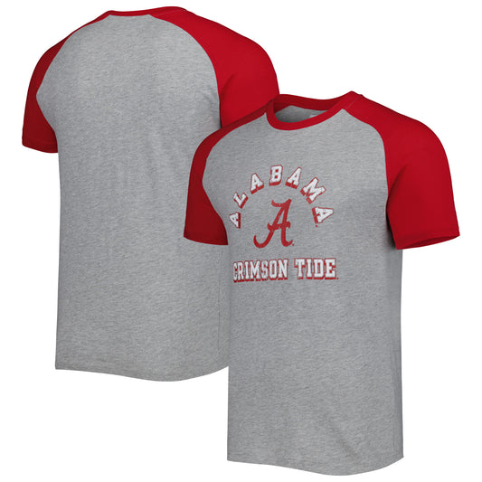 Men's Russell Heather Gray Alabama Crimson Tide Raglan T-Shirt