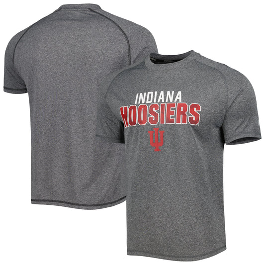 Men's Russell Heather Black Hoosiers Athletic Fit Raglan T-Shirt