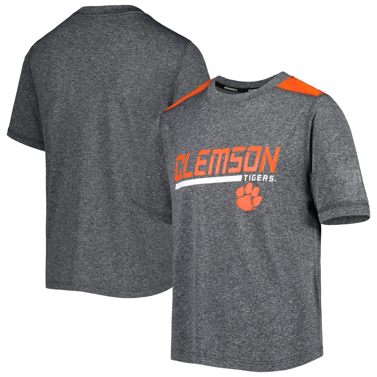 Youth Russell Heather Gray Clemson Tigers Colorblock T-Shirt