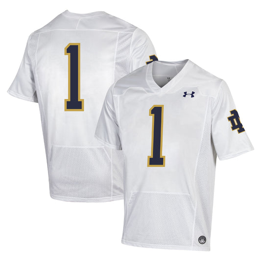 Men's Under Armour #1 White Notre Dame Fighting Irish Premiere Football Jersey