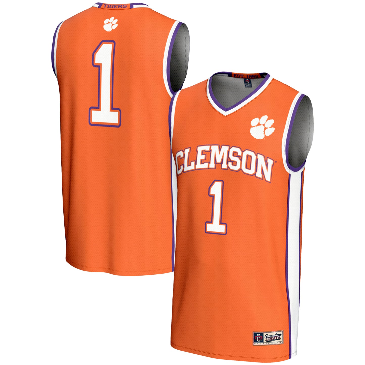 Men's GameDay Greats #1  Orange Clemson Tigers  Lightweight Basketball Jersey