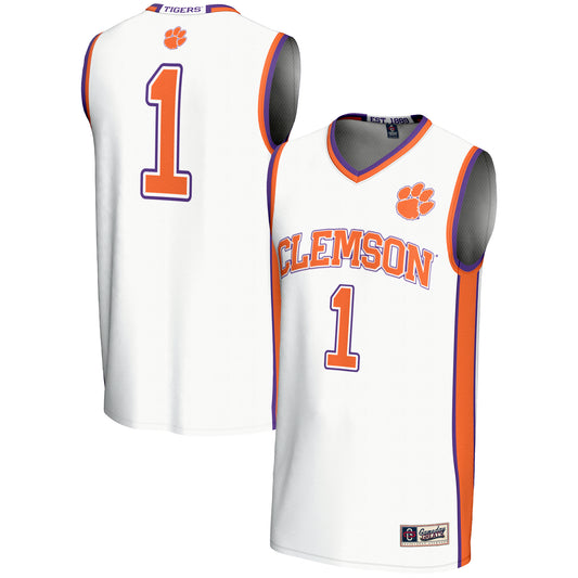 Men's GameDay Greats #1  White Clemson Tigers  Lightweight Basketball Jersey