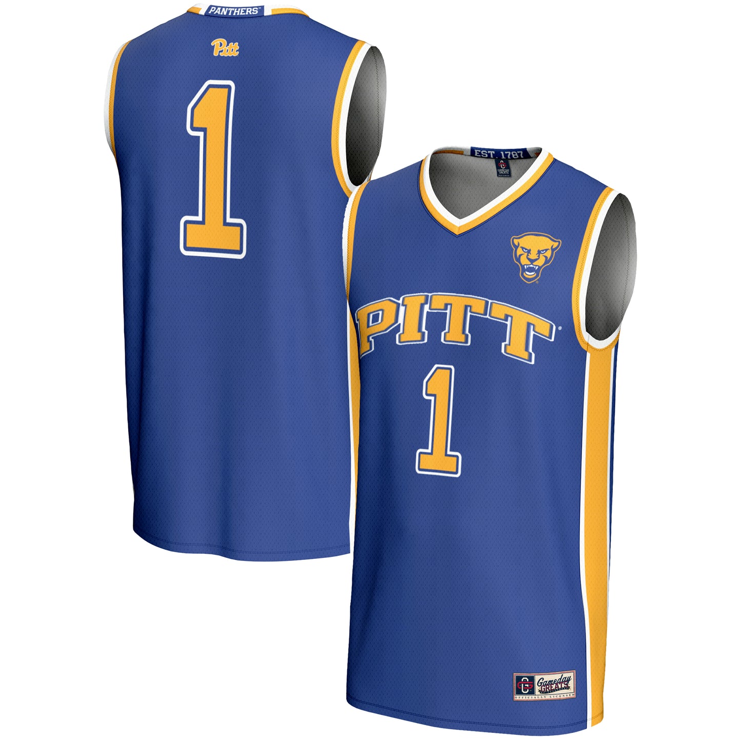 Men's GameDay Greats #1  Royal Pitt Panthers  Lightweight Basketball Jersey