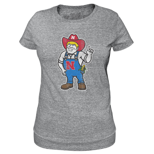 Women's Original Retro Brand Gray Nebraska Huskers Herbie Tri-Blend T-Shirt