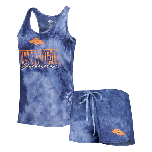 Women's Concepts Sport Navy Denver Broncos Billboard Scoop Neck Racerback Tank and Shorts Sleep Set