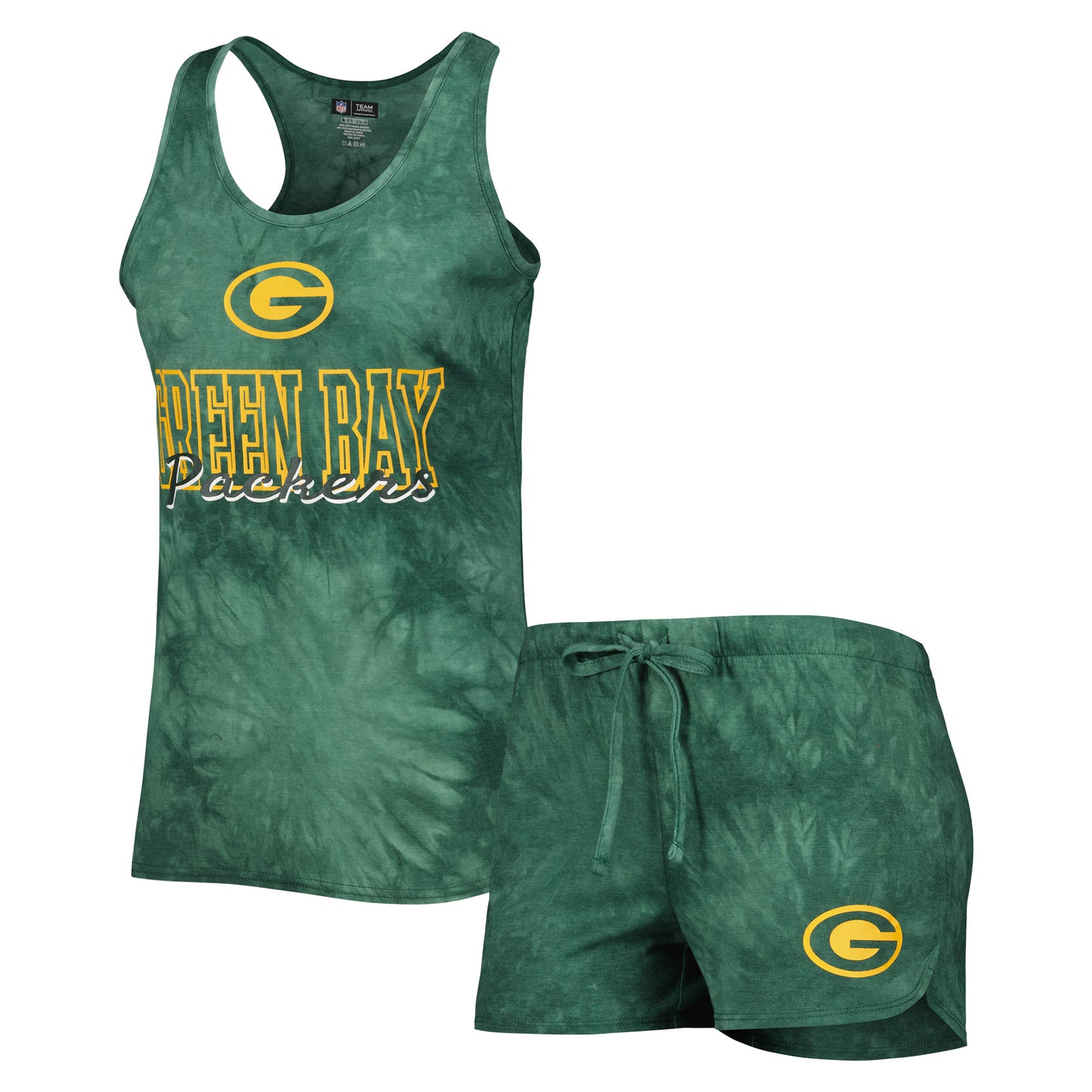 Women's Concepts Sport Green Green Bay Packers Billboard Scoop Neck Racerback Tank and Shorts Sleep Set