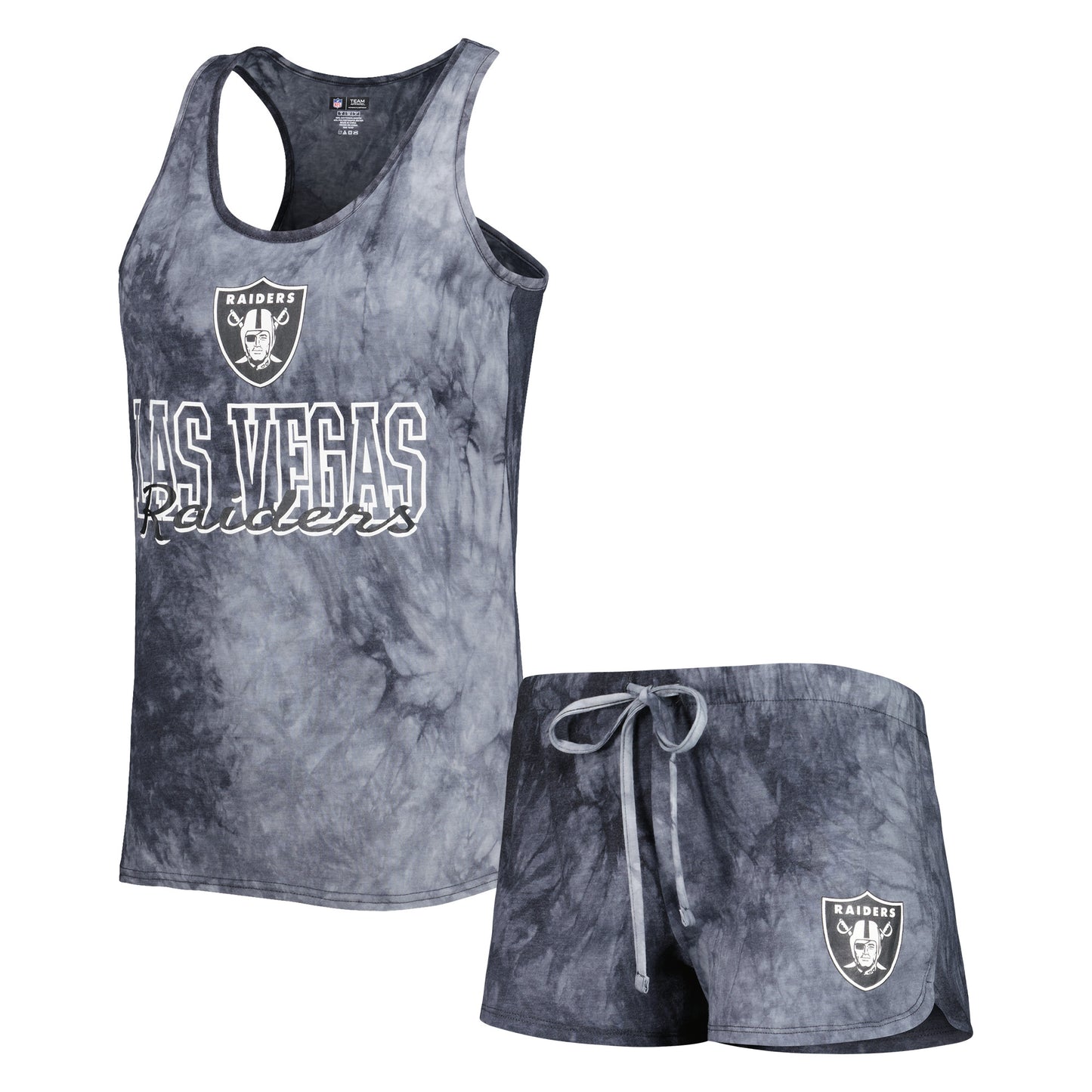 Women's Concepts Sport Charcoal Las Vegas Raiders Billboard Scoop Neck Racerback Tank and Shorts Sleep Set