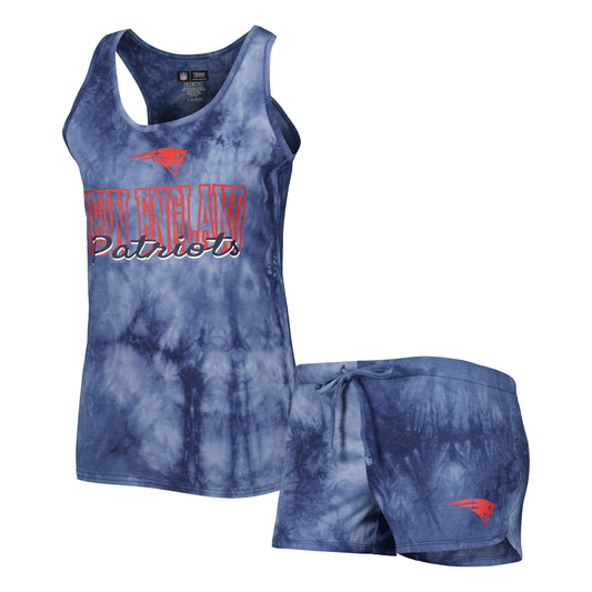 Women's Concepts Sport Navy New England Patriots Billboard Scoop Neck Racerback Tank and Shorts Sleep Set