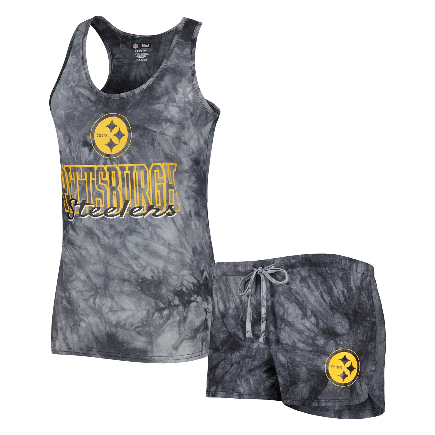 Women's Concepts Sport Charcoal Pittsburgh Steelers Billboard Scoop Neck Racerback Tank and Shorts Sleep Set