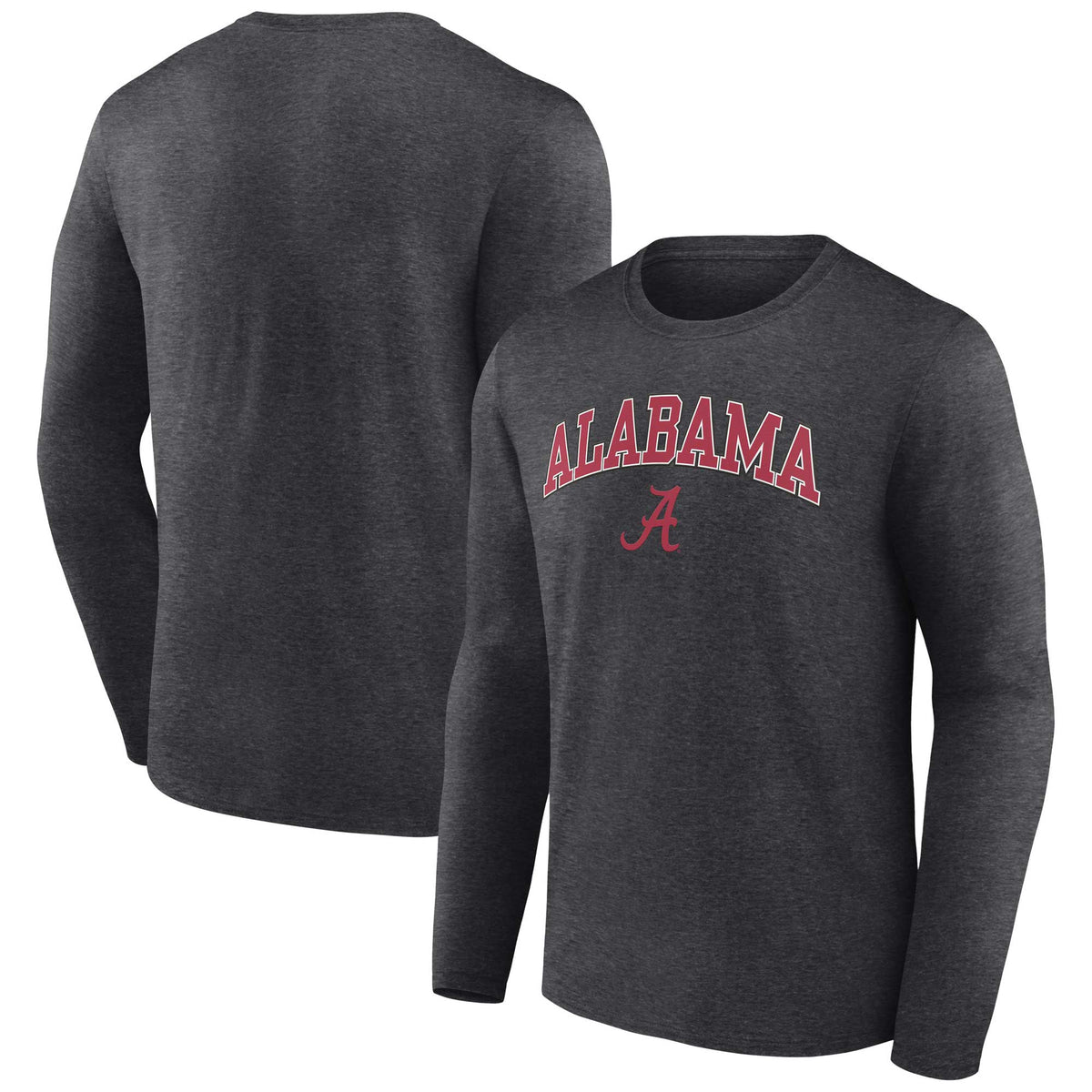 Men's Fanatics Heather Charcoal Alabama Crimson Tide Campus Long Sleeve T-Shirt