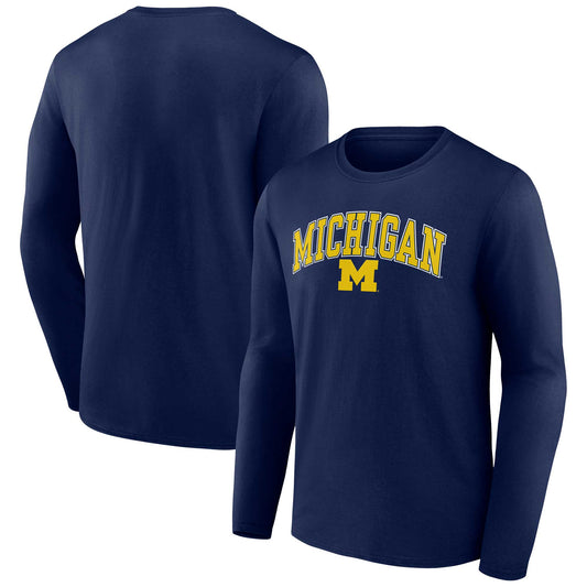 Men's Fanatics Navy Michigan Wolverines Campus Long Sleeve T-Shirt