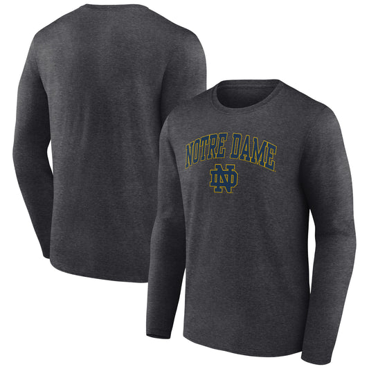 Men's Fanatics Heather Charcoal Notre Dame Fighting Irish Campus Long Sleeve T-Shirt