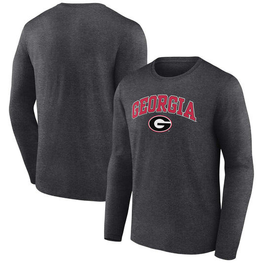 Men's Fanatics Heather Charcoal Georgia Bulldogs Campus Long Sleeve T-Shirt