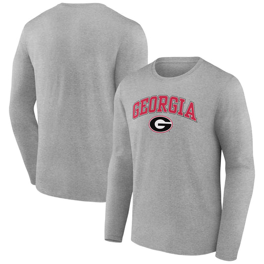 Men's Fanatics Heather Gray Georgia Bulldogs Campus Long Sleeve T-Shirt