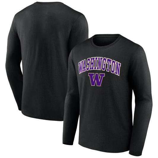 Men's Fanatics Black Washington Huskies Campus Long Sleeve T-Shirt