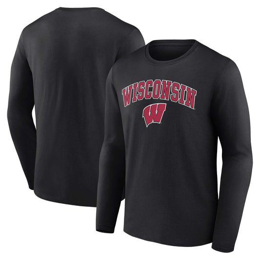 Men's Fanatics Black Wisconsin Badgers Campus Long Sleeve T-Shirt