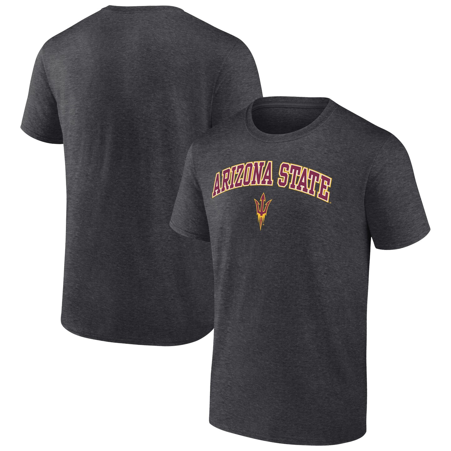 Men's Fanatics Heather Charcoal Arizona State Sun Devils Campus T-Shirt