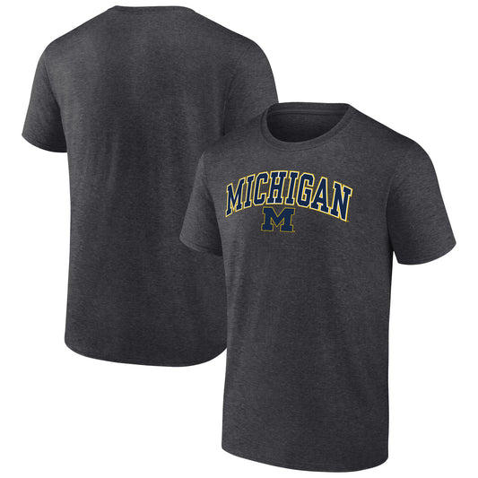 Men's Fanatics Heather Charcoal Michigan Wolverines Campus T-Shirt