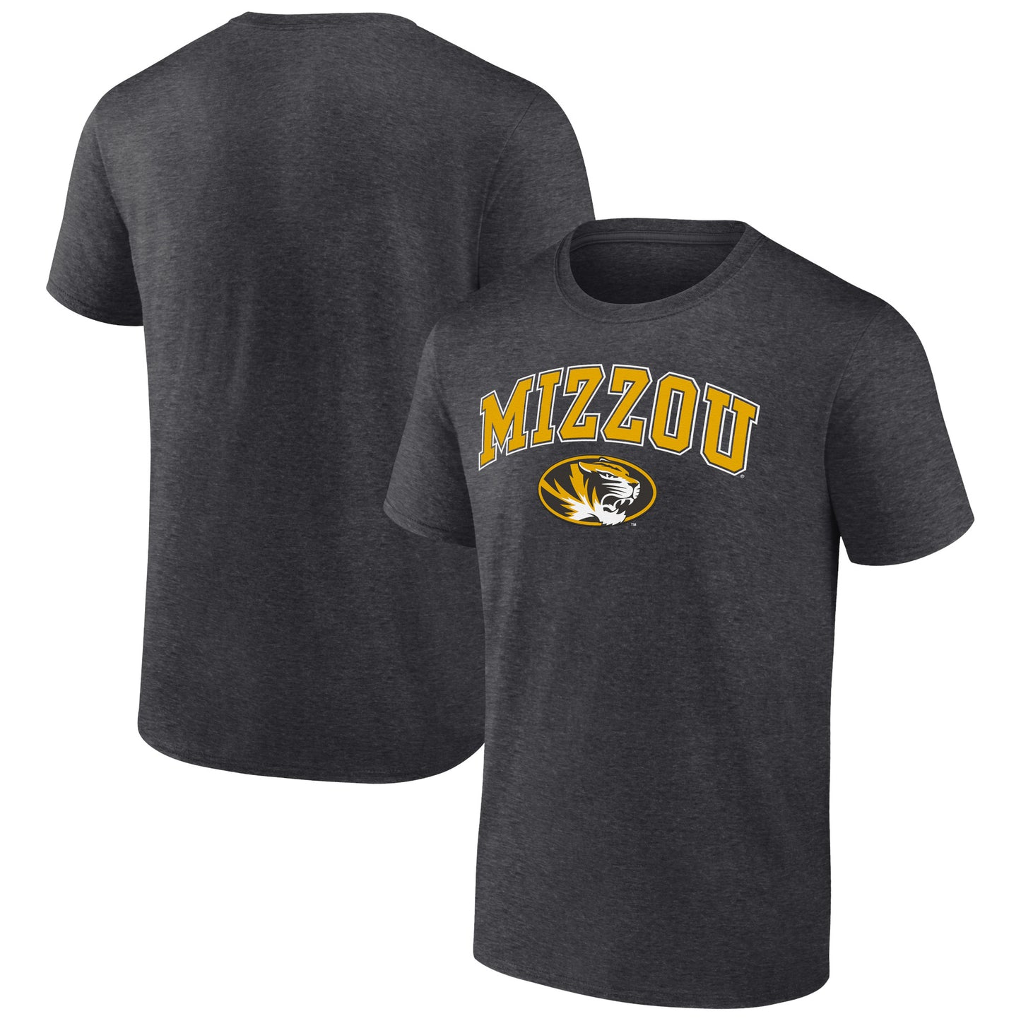 Men's Fanatics Heather Charcoal Missouri Tigers Campus T-Shirt