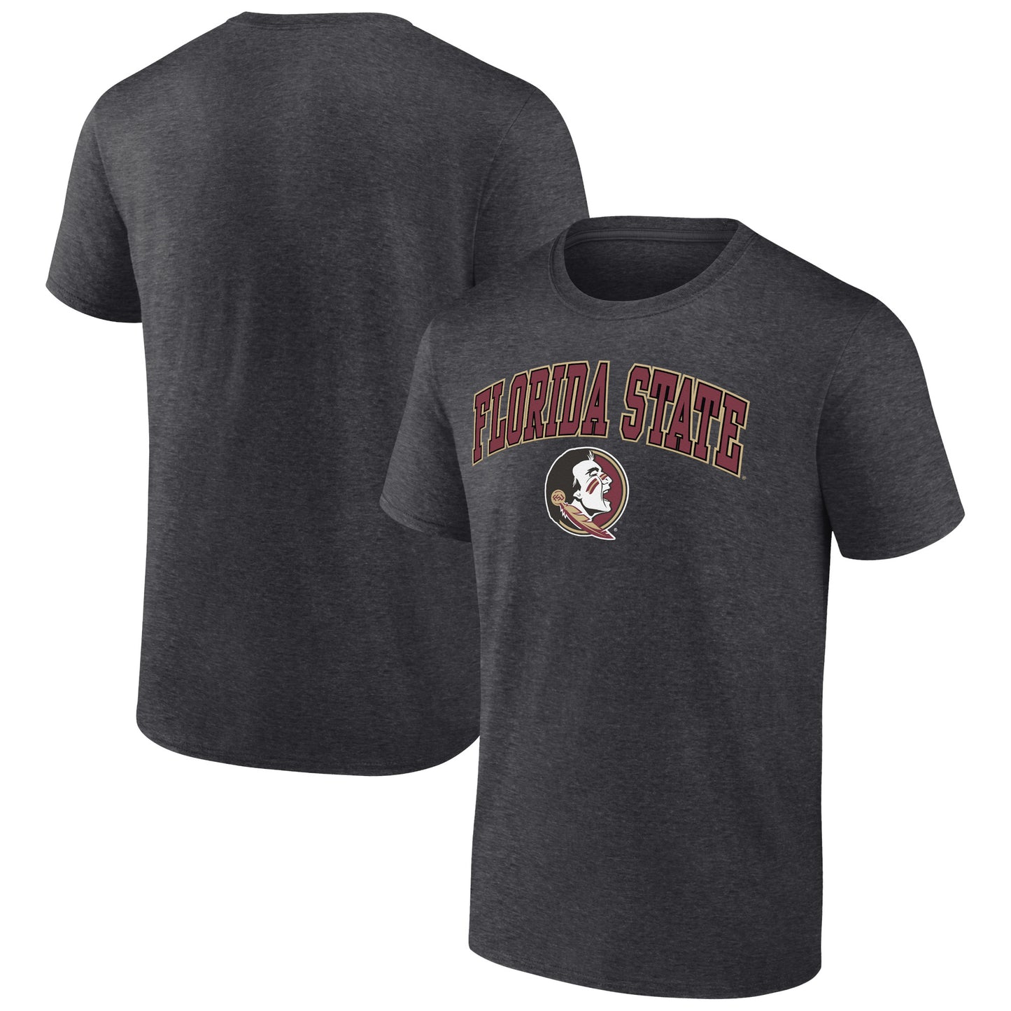 Men's Fanatics Heather Charcoal Florida State Seminoles Campus T-Shirt