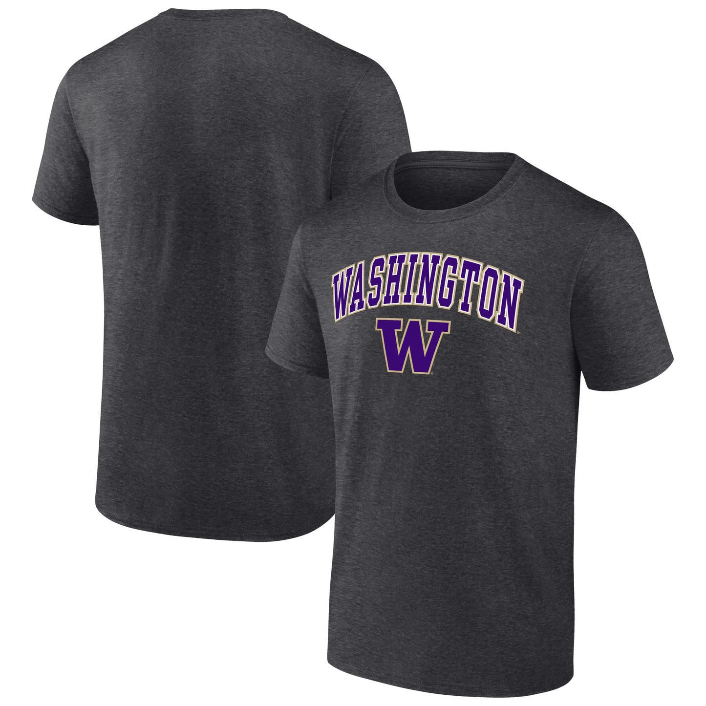 Men's Fanatics Heather Charcoal Washington Huskies Campus T-Shirt