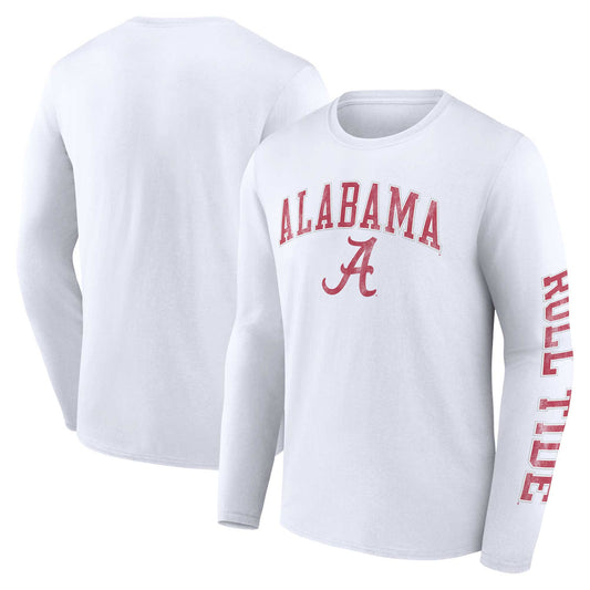 Men's Fanatics White Alabama Crimson Tide Distressed Arch Over Logo Long Sleeve T-Shirt